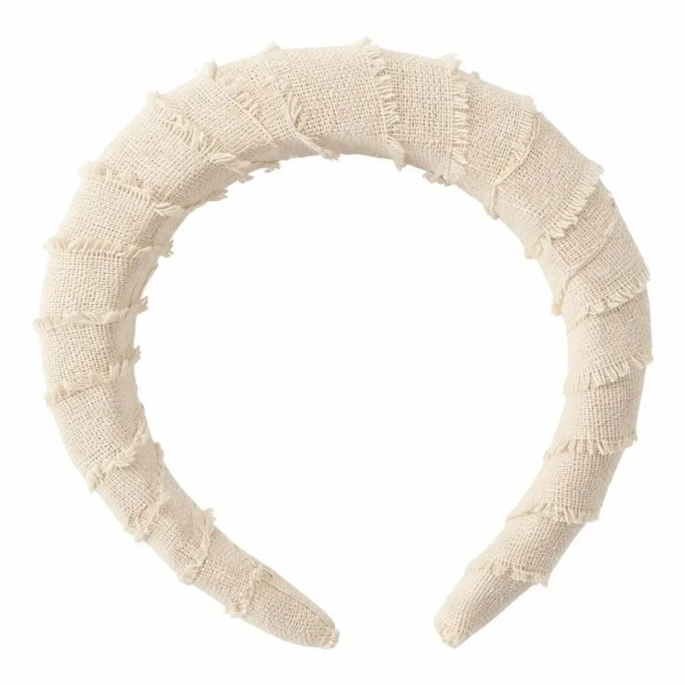 Hairitage by Mindy McKnight Raw Edge Headband Beige Linen Textured Boho Hairband